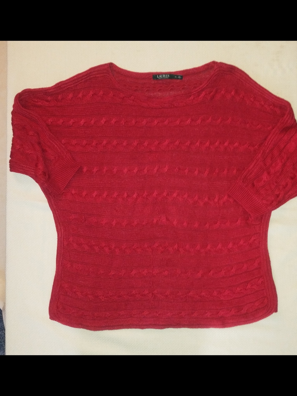 Ralph Lauren Women's Red Cable-Knit Crewneck Sweater